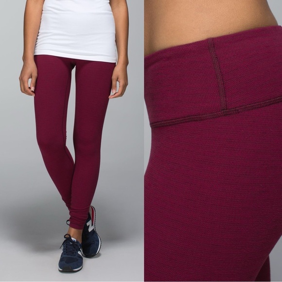 Lululemon • Wunder Under Pant legging Luon Pique maroon Rust Berry Bumble - Picture 4 of 12